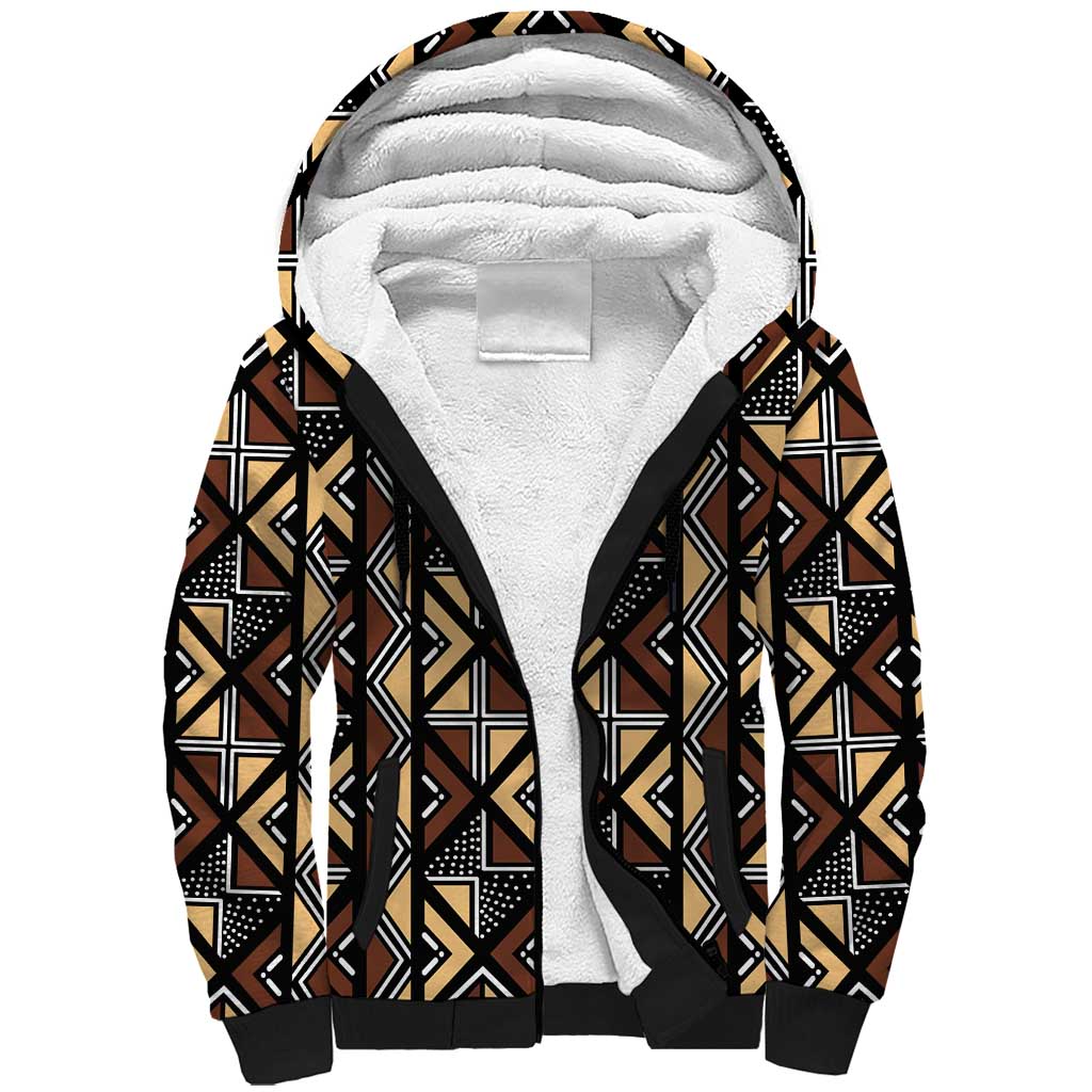 Mali Mud Cloth Legacy Sherpa Hoodie African Tribal Pattern - African Pride