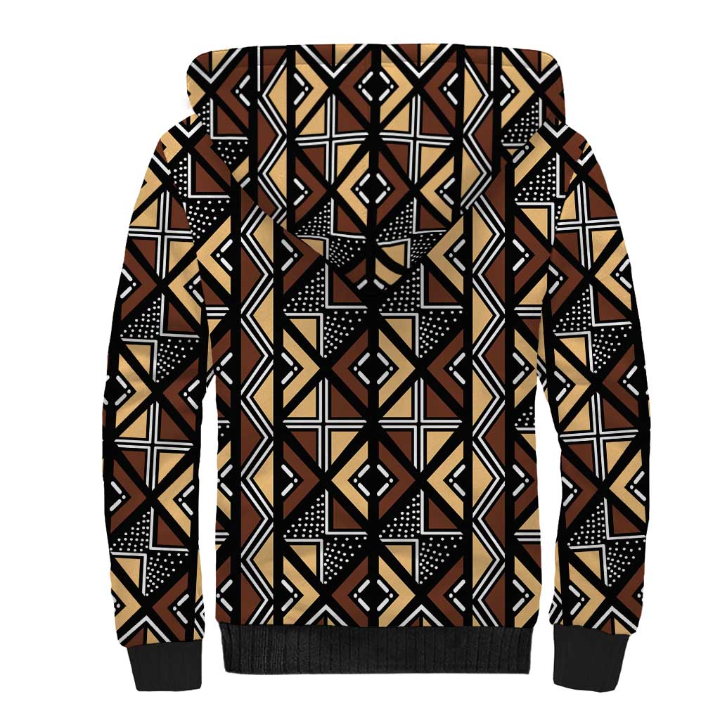 Mali Mud Cloth Legacy Sherpa Hoodie African Tribal Pattern - African Pride