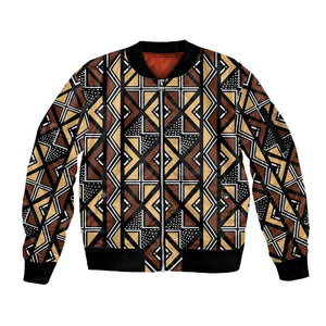 Mali Mud Cloth Legacy Sleeve Zip Bomber Jacket African Tribal Pattern - African Pride