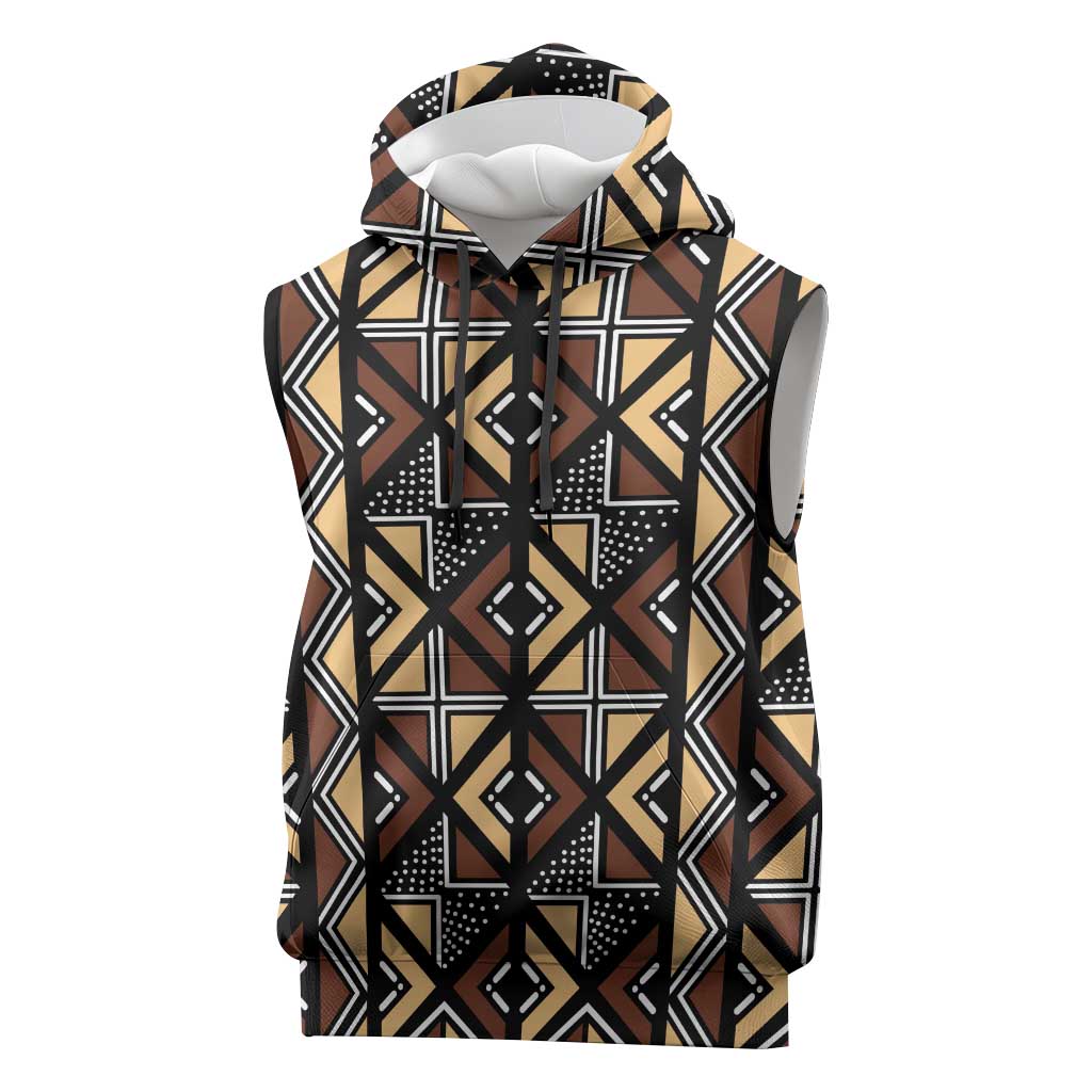 Mali Mud Cloth Legacy Sleeveless Hoodie African Tribal Pattern - African Pride