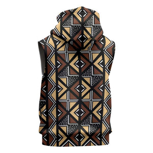 Mali Mud Cloth Legacy Sleeveless Hoodie African Tribal Pattern - African Pride