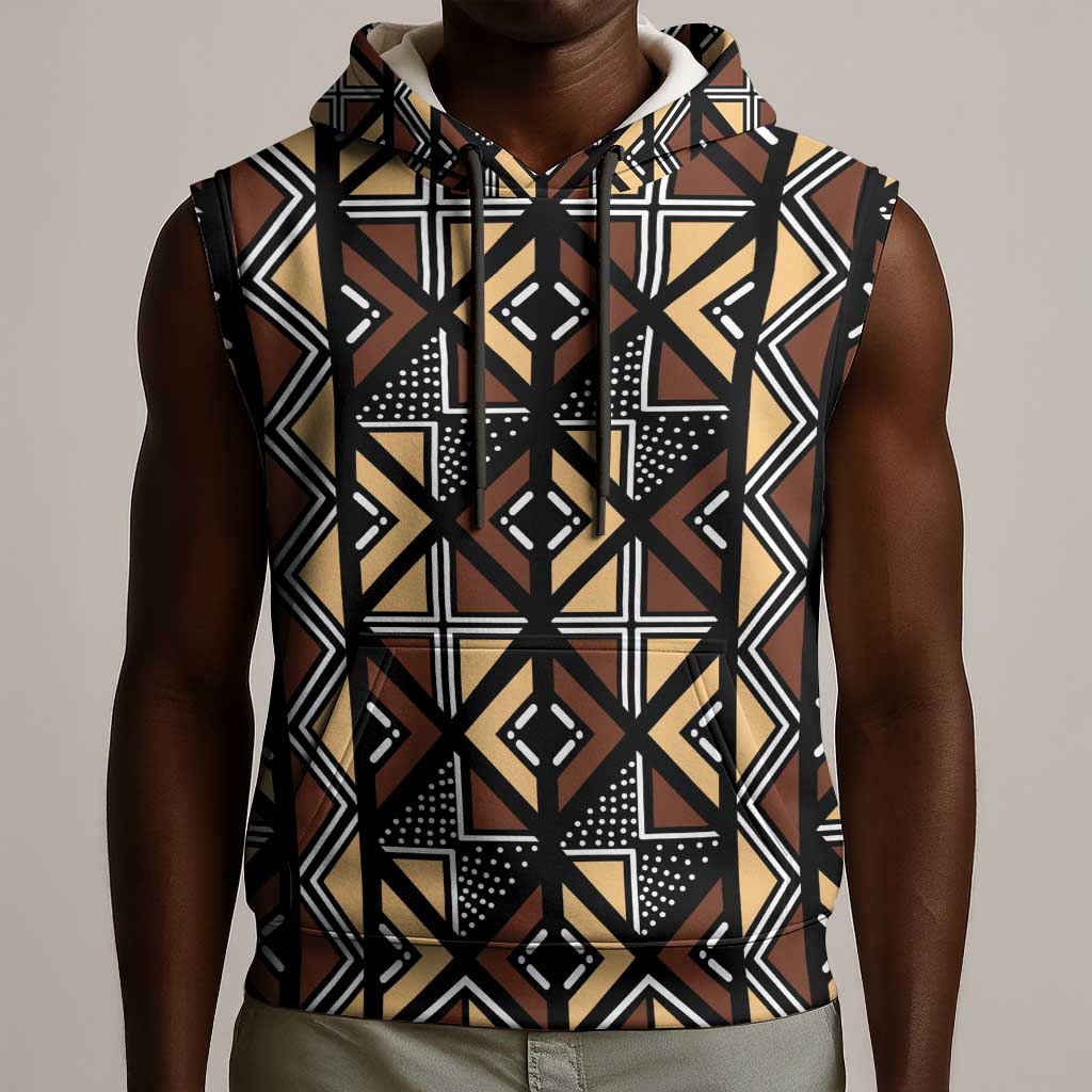 Mali Mud Cloth Legacy Sleeveless Hoodie African Tribal Pattern - African Pride