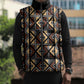 Mali Mud Cloth Legacy Pattern Sleeveless Puffer Jacket Ethnic Geometry Style