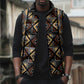 Mali Mud Cloth Legacy Pattern Sleeveless Puffer Jacket Ethnic Geometry Style