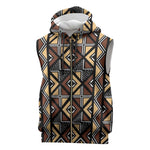Mali Mud Cloth Legacy Sleeveless Zip Hoodie African Tribal Pattern - African Pride
