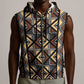 Mali Mud Cloth Legacy Sleeveless Zip Hoodie African Tribal Pattern - African Pride