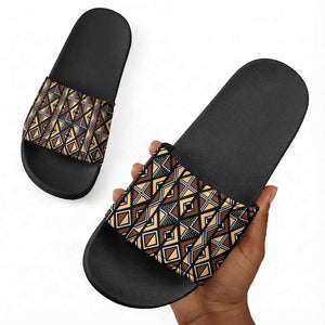 Mali Mud Cloth Legacy Pattern Slide Sandals Ethnic Geometry Style