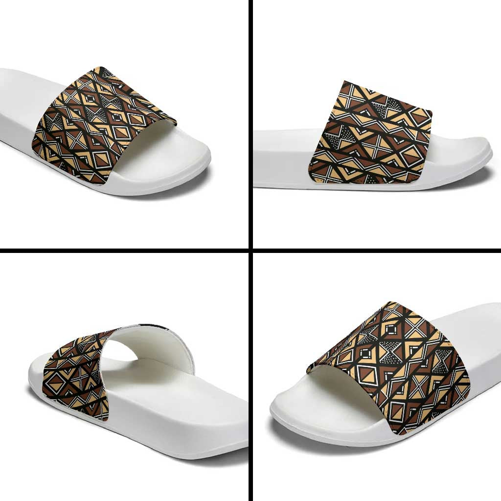 Mali Mud Cloth Legacy Pattern Slide Sandals Ethnic Geometry Style