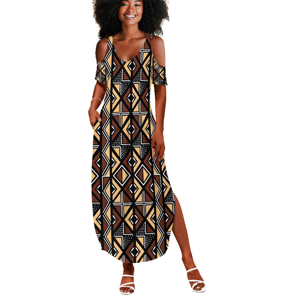 Mali Mud Cloth Legacy Summer Maxi Dress African Tribal Pattern - African Pride