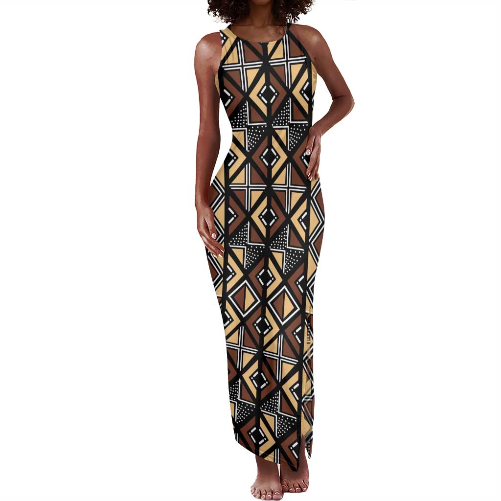 Mali Mud Cloth Legacy Tank Maxi Dress African Tribal Pattern - African Pride