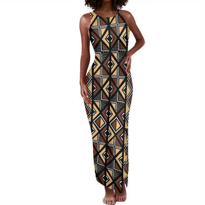 Mali Mud Cloth Legacy Tank Maxi Dress African Tribal Pattern - African Pride