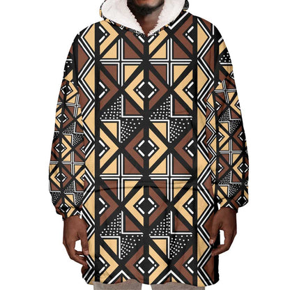 Mali Mud Cloth Legacy Wearable Blanket Hoodie African Tribal Pattern - African Pride