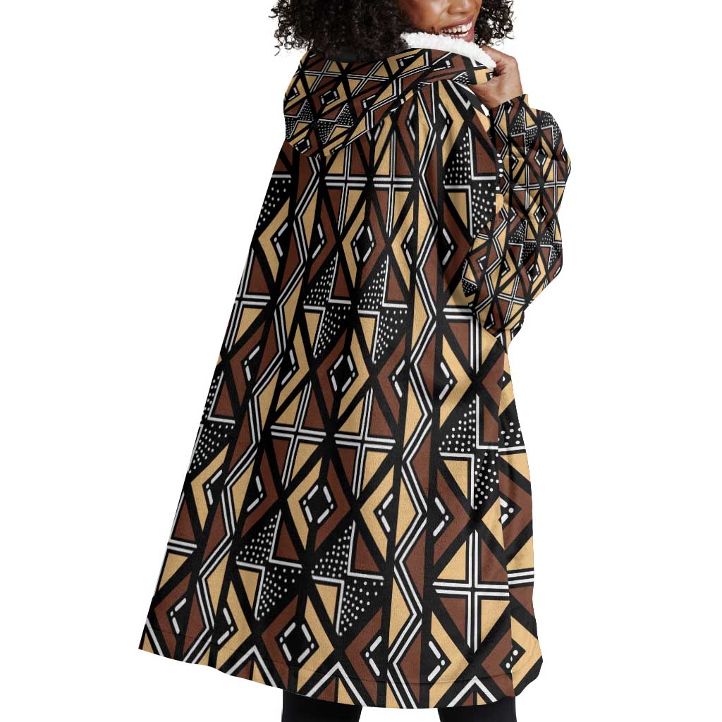 Mali Mud Cloth Legacy Wearable Blanket Hoodie African Tribal Pattern - African Pride