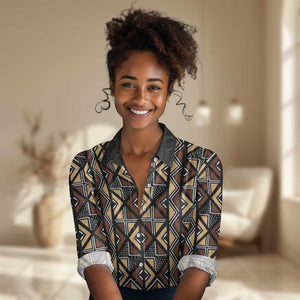 Mali Mud Cloth Legacy Women Casual Shirt African Tribal Pattern - African Pride