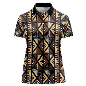Mali Mud Cloth Legacy Women Polo Shirt African Tribal Pattern - African Pride