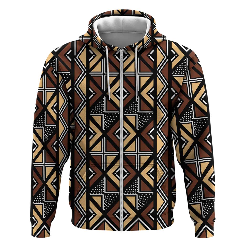 Mali Mud Cloth Legacy Zip Hoodie African Tribal Pattern - African Pride