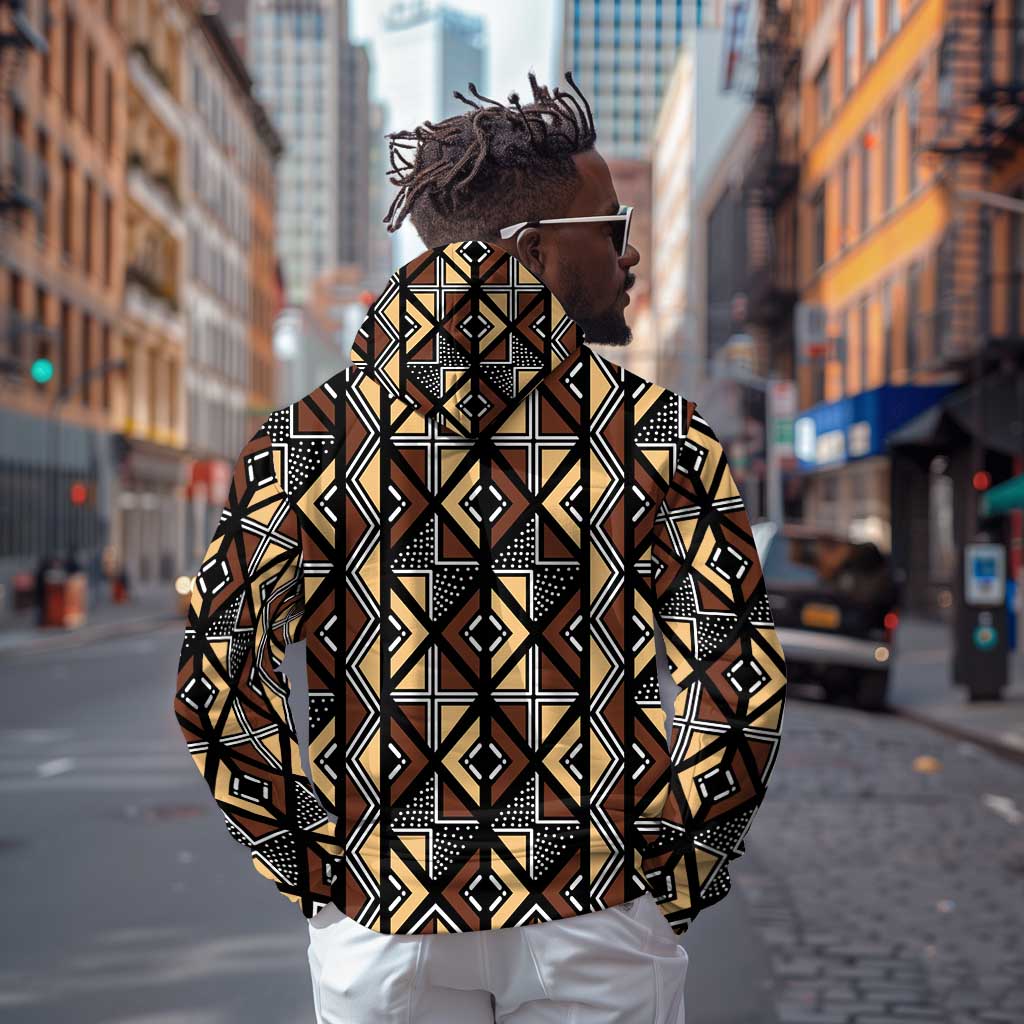 Mali Mud Cloth Legacy Zip Hoodie African Tribal Pattern - African Pride