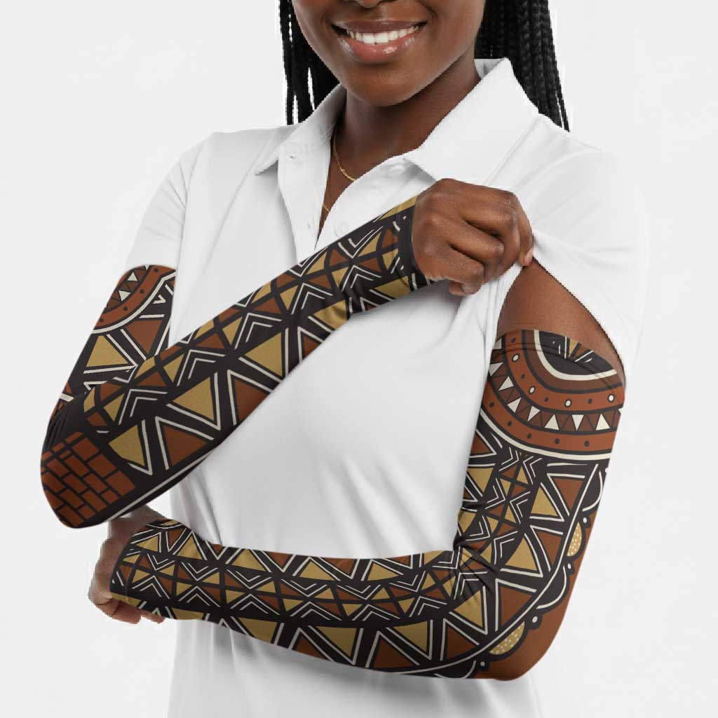 Mali Mud Cloth African Village Arm Sleeves Ethnic Geometry Style