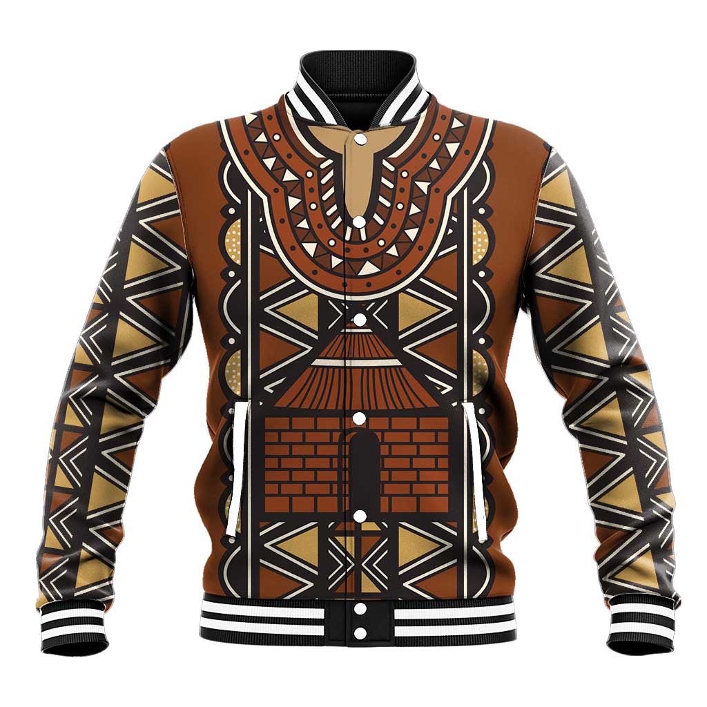 Mali Mud Cloth Village Legacy Baseball Jacket African Tribal Pattern - African Pride