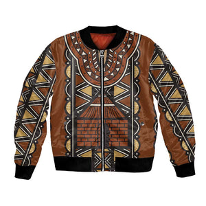 Mali Mud Cloth Village Legacy Bomber Jacket African Tribal Pattern - African Pride