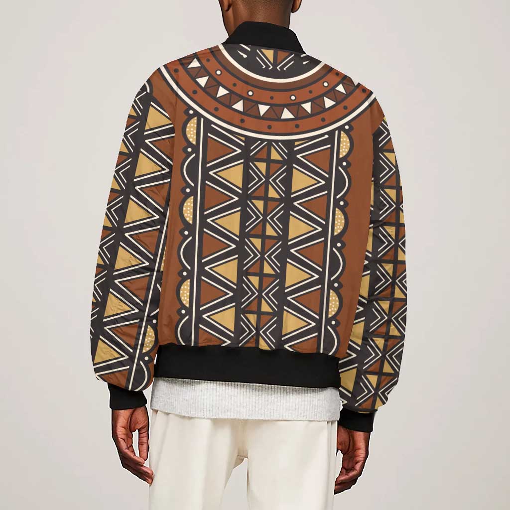 Mali Mud Cloth Village Legacy Bomber Jacket African Tribal Pattern - African Pride