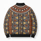 Mali Mud Cloth African Village Bomber Puffer Jacket Ethnic Geometry Style