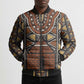 Mali Mud Cloth African Village Bomber Puffer Jacket Ethnic Geometry Style
