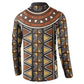 Mali Mud Cloth African Village Button Sweatshirt Ethnic Geometry Style
