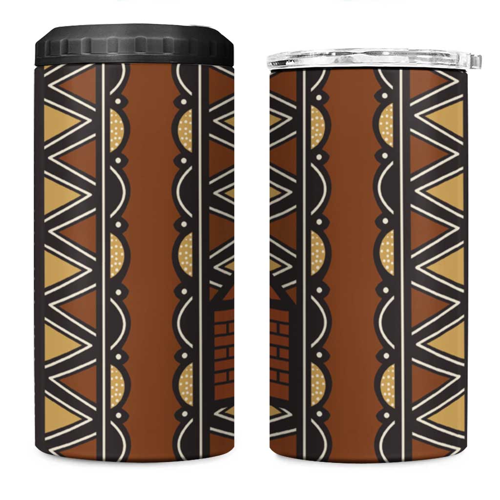 Mali Mud Cloth Village Legacy 4 in 1 Can Cooler Tumbler African Tribal Pattern - African Pride