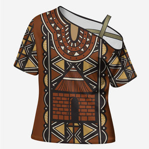 Mali Mud Cloth African Village Cross Shoulder Shirt Ethnic Geometry Style