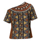 Mali Mud Cloth African Village Cross Shoulder Shirt Ethnic Geometry Style