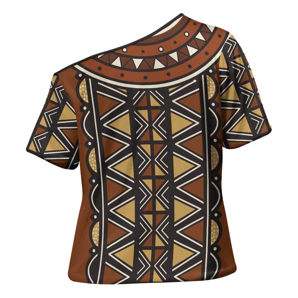 Mali Mud Cloth African Village Cross Shoulder Shirt Ethnic Geometry Style