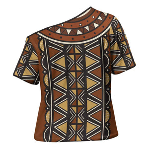 Mali Mud Cloth African Village Cross Shoulder Shirt Ethnic Geometry Style