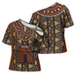 Mali Mud Cloth African Village Cross Shoulder Shirt Ethnic Geometry Style