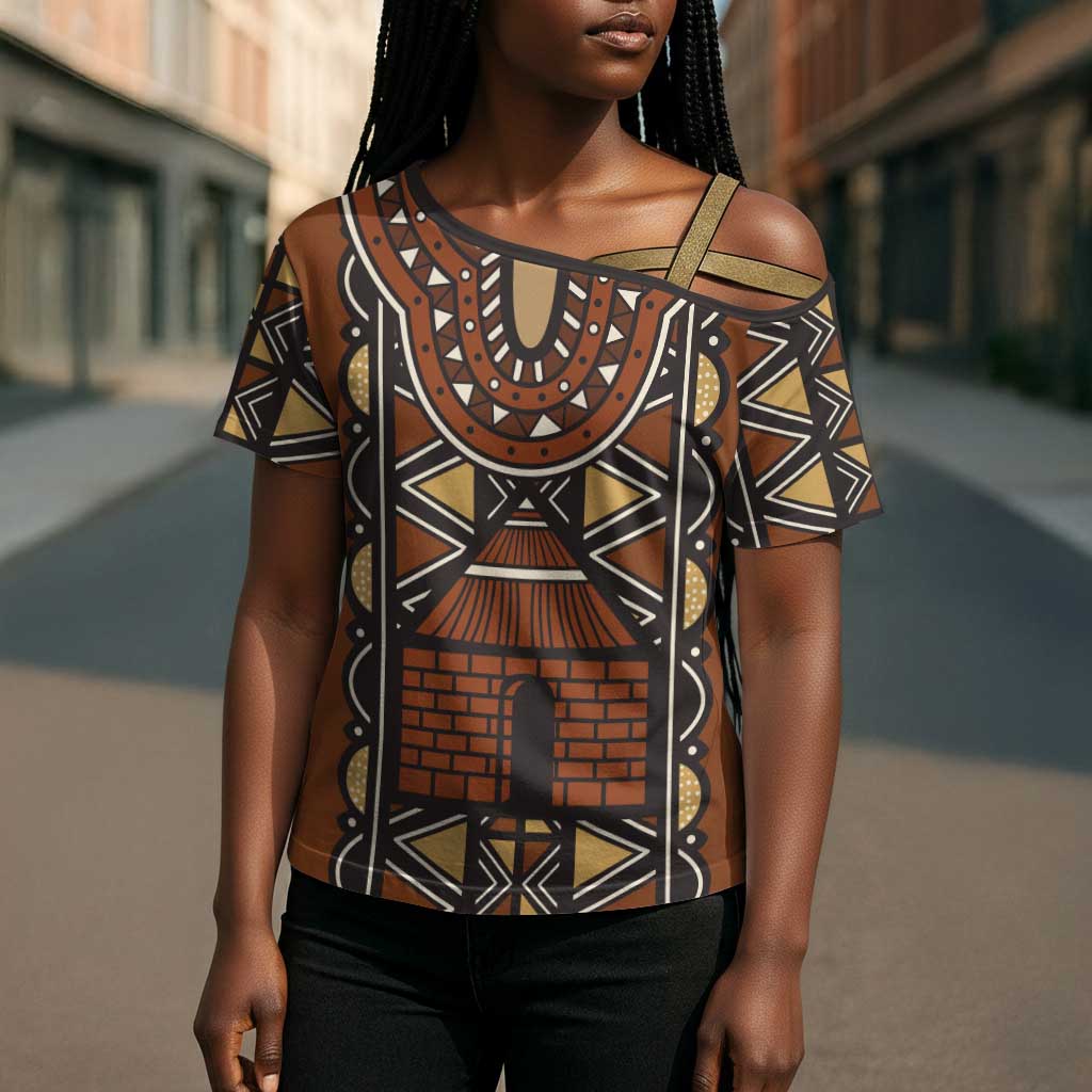 Mali Mud Cloth African Village Cross Shoulder Shirt Ethnic Geometry Style