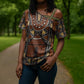 Mali Mud Cloth African Village Cross Shoulder Shirt Ethnic Geometry Style