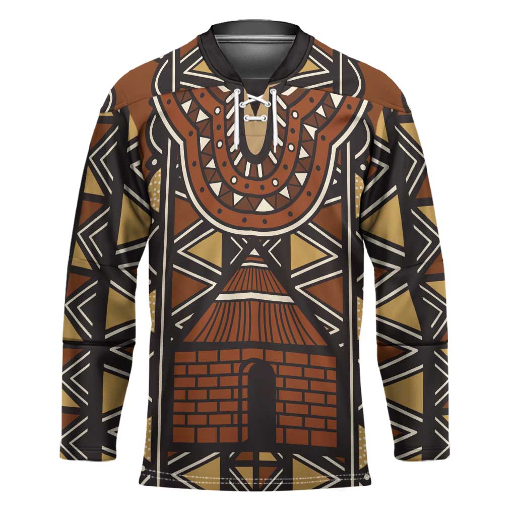 Mali Mud Cloth African Village Hockey Jersey Ethnic Geometry Style