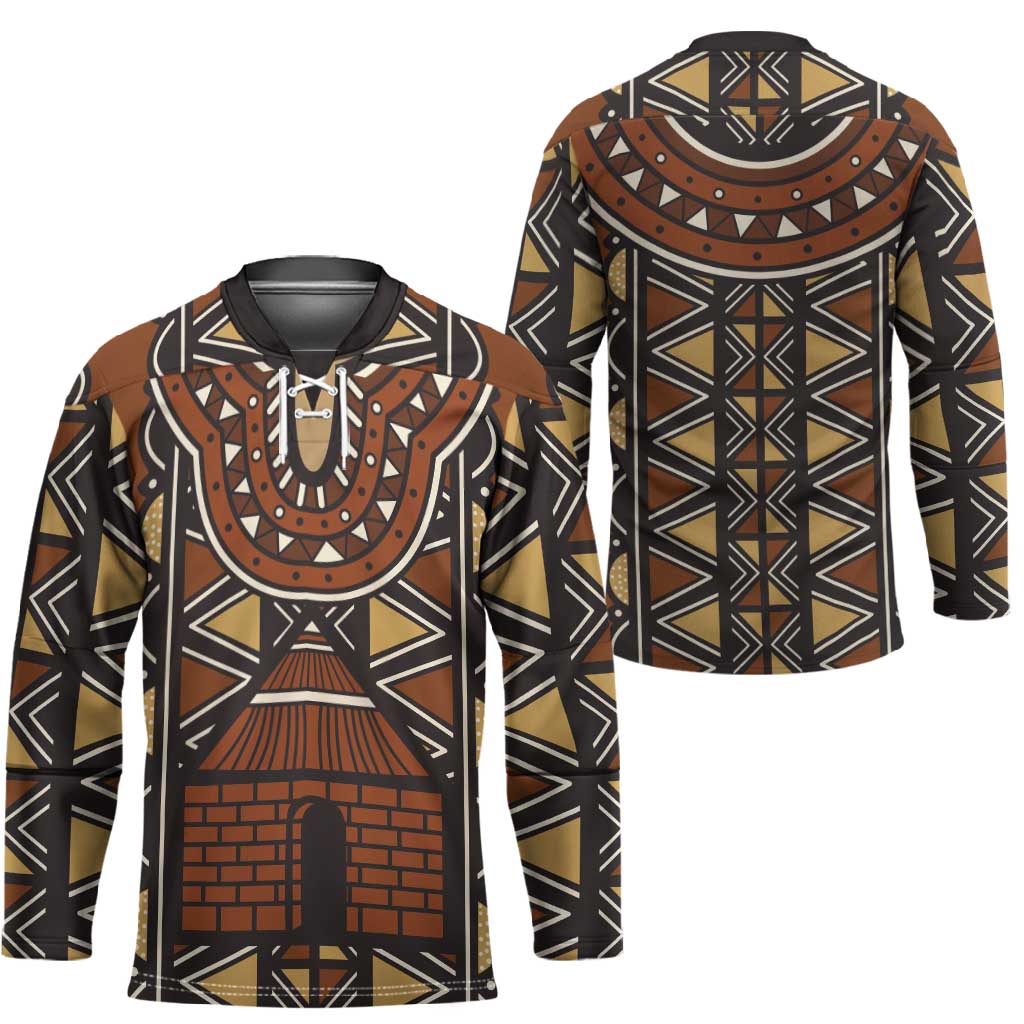 Mali Mud Cloth African Village Hockey Jersey Ethnic Geometry Style