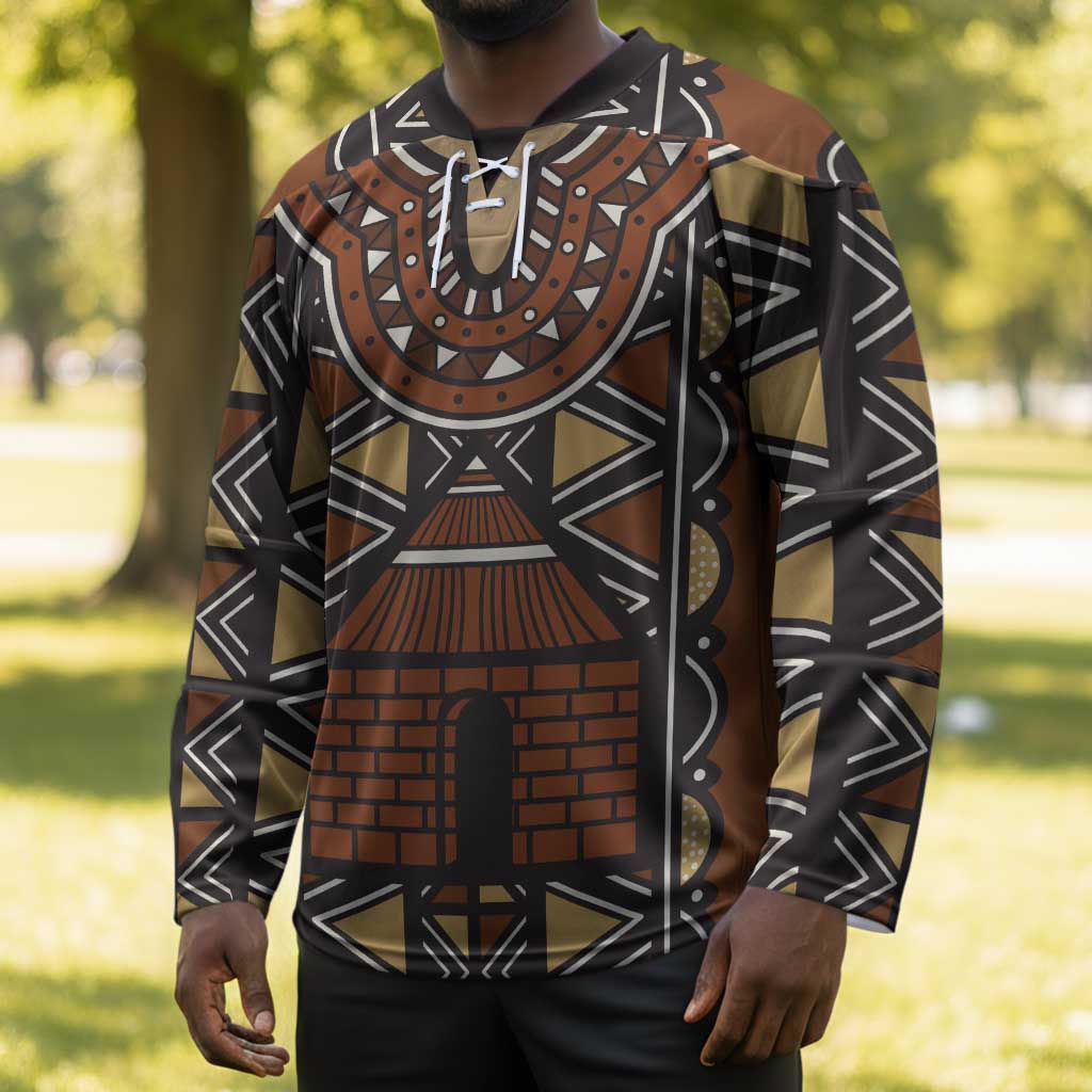 Mali Mud Cloth African Village Hockey Jersey Ethnic Geometry Style