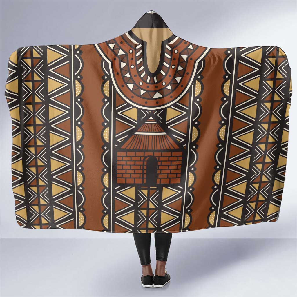 Mali Mud Cloth Village Legacy Hooded Blanket African Tribal Pattern - African Pride