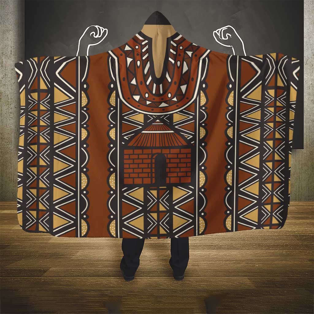 Mali Mud Cloth Village Legacy Hooded Blanket African Tribal Pattern - African Pride