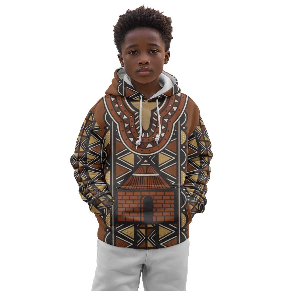 Mali Mud Cloth Village Legacy Kid Hoodie African Tribal Pattern - African Pride