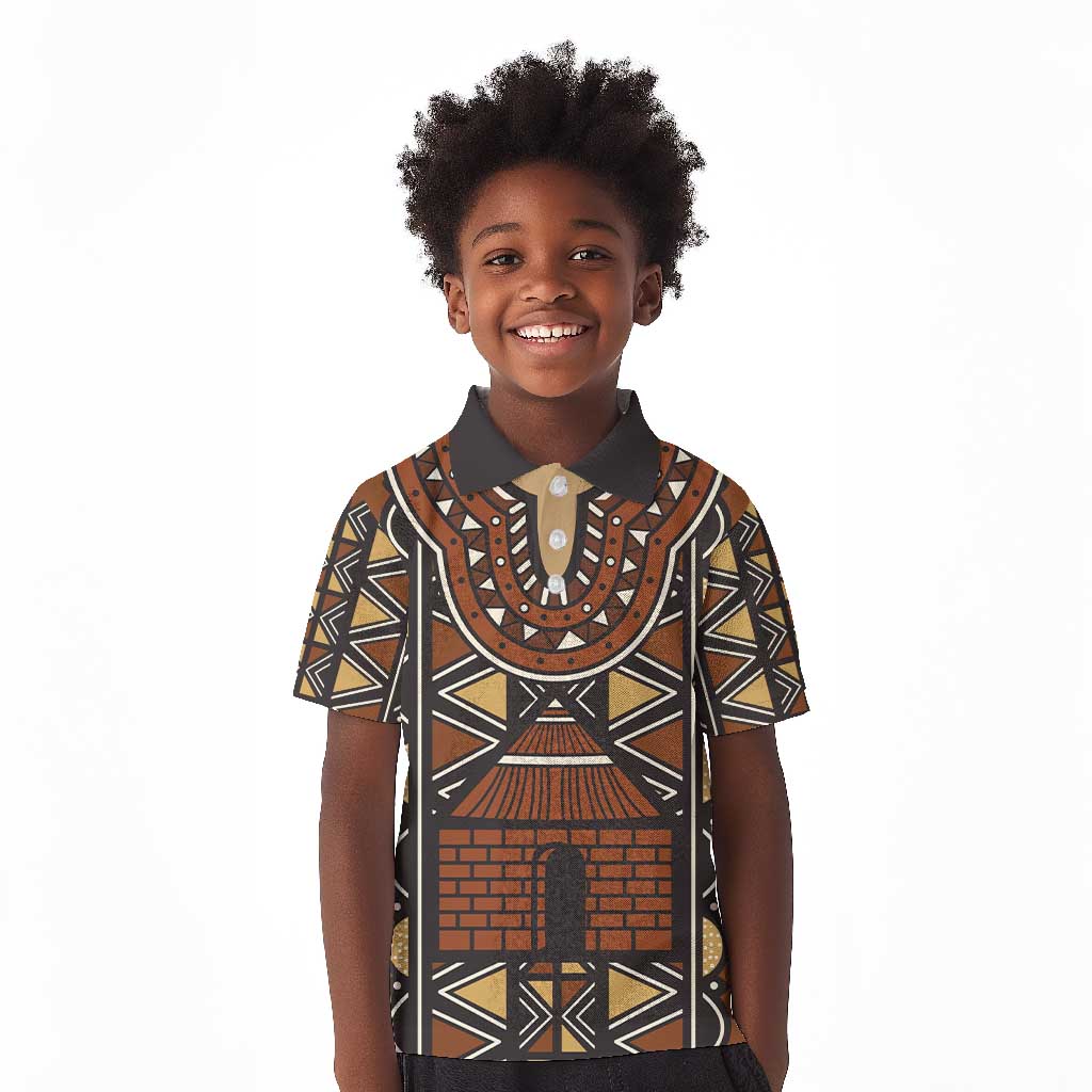 Mali Mud Cloth Village Legacy Kid Polo Shirt African Tribal Pattern - African Pride