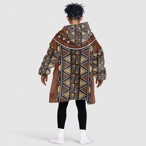 Mali Mud Cloth Village Legacy Kid Wearable Blanket Hoodie African Tribal Pattern - African Pride