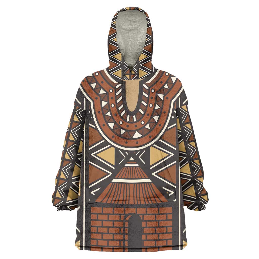 Mali Mud Cloth Village Legacy Kid Wearable Blanket Hoodie African Tribal Pattern - African Pride