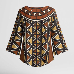 Mali Mud Cloth African Village Kimono Sleeve Blouse Ethnic Geometry Style