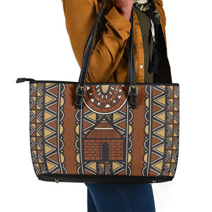 Mali Mud Cloth Village Legacy Leather Tote Bag African Tribal Pattern - African Pride