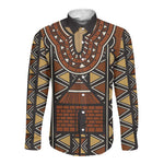 Mali Mud Cloth Village Legacy Long Sleeve Button Shirt African Tribal Pattern - African Pride