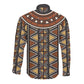Mali Mud Cloth Village Legacy Long Sleeve Button Shirt African Tribal Pattern - African Pride