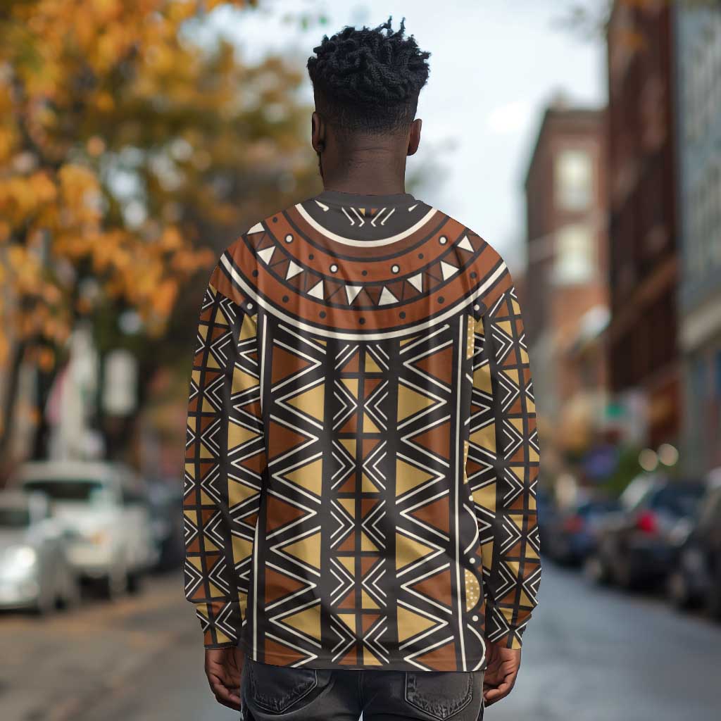 Mali Mud Cloth Village Legacy Long Sleeve Shirt African Tribal Pattern - African Pride